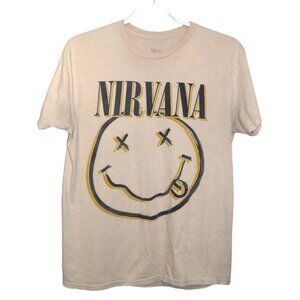 NIRVANA tan beige 100% cotton T shirt men's size M